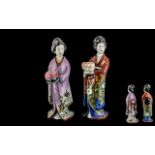 Pair of Japanese Figures Circa 1900, used as candlesticks, a/f.