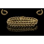 Antique Period Superb Quality and Well Designed 9ct Gold - Embossed Ornate Triple Link Bracelet.