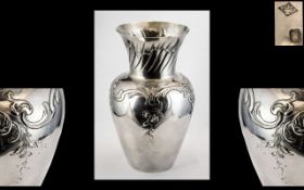 Edwardian Period French Silver Vase with French Silver Hallmark. Stamped G.