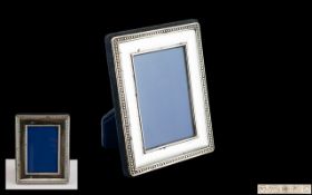 Elizabeth II Rectangular Shaped Sterling Silver Photo Frame of Small Proportions.