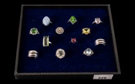 Excellent Collection of Sterling Silver Stone Set Dress Rings. Some Marked T.G.G.