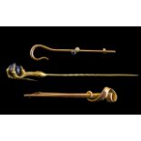 Antique Period - A Good Collection of 9ct and 18ct Gold Stick Pins ( 3 ) In Total.