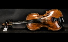 German Violin, One-Piece back, length 13.75", overall length 23.5". German, circa 1750. Unmarked.