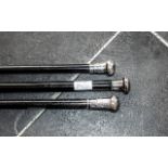 Three Silver Topped Edwardian Walking Sticks with ebonized canes (3)