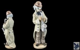 Lladro - Hand Painted Porcelain Figure ' Sad Sax ' Model No 5471. Designer Francisco Catala.