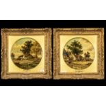 John Holland - Dated 1875 - A Pair of Fine Quality Oil Paintings on Round Panels,