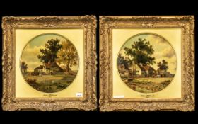 John Holland - Dated 1875 - A Pair of Fine Quality Oil Paintings on Round Panels,