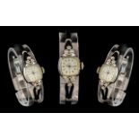 Lady Hamilton 14ct White Gold and Diamond Set Cocktail Watch ( Mechanical Wind ) With Attached