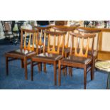 G Plan: Set of Six Teak Designer Chairs with drop-in leatherette seats;