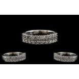 18ct White Gold Attractive Diamond Set Half - Eternity Ring. Full Hallmark for 750 - 18ct.