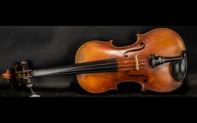 German Violin, Two-Piece back, length 13.75", overall length 23.5". German, circa 1800.