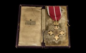 Military (O.B.E.) Boxed George V & Mary (Garrard & Company) with ribbon.