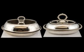 Two Victorian Silver Plated Entree Dishes With Lids