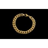 9ct Gold - Gents or Ladies Curb Bracelet with Good Clasp. Marked for 9.