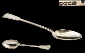 Victorian Fiddle Pattern Hallmarked Silver Serving Spoon, London 1842,