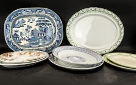 Collection of Large Serving Platters, nine in total, comprising assorted patterns and designs.