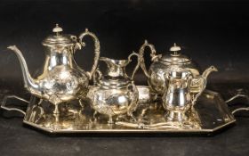 Collection of Plated Ware comprising a large embossed tray with John Turton No.