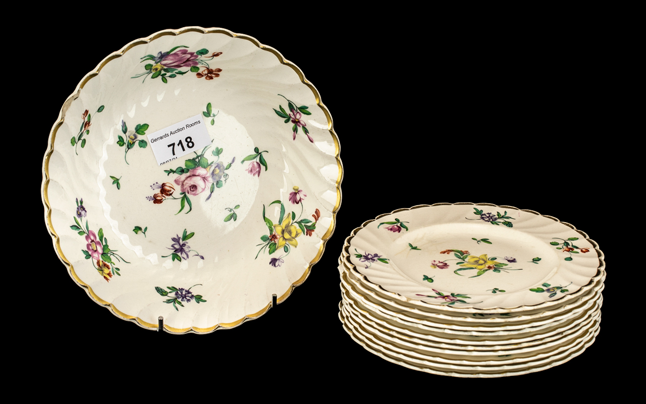 Olde Bristol Porcelain designed by Duvivier reproduced by Clarice Cliff, comprising 10 plates,