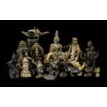Large Collection of Bronze Buddhas,