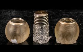 Pair of Silver Topped Ribbed Glass Match Holders, hallmarked Birmingham 1900,