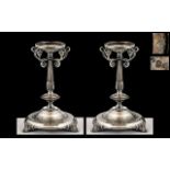 Pair of Early Victorian Heavy Cast Silver Plated Tazzas, the matching pair,