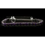 Amethyst Line Bracelet, 10cts of amethysts of rich purple hue,