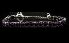 Amethyst Line Bracelet, 10cts of amethysts of rich purple hue,
