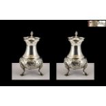 George V - Superior Pair of Sterling Silver Pepperettes,