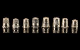 Excellent Collection of Antique and Vintage Sterling Silver Thimbles - Various Designs and