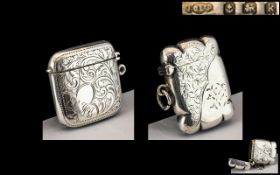 Edwardian Period Sterling Silver Vesta Case of Small Proportions.