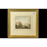 Small Continental Watercolour Drawing depicting a river landscape with a castle; unsigned, c1830s,