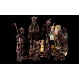 Collection of Chinese Carved Cherrywood Figures of fishermen,