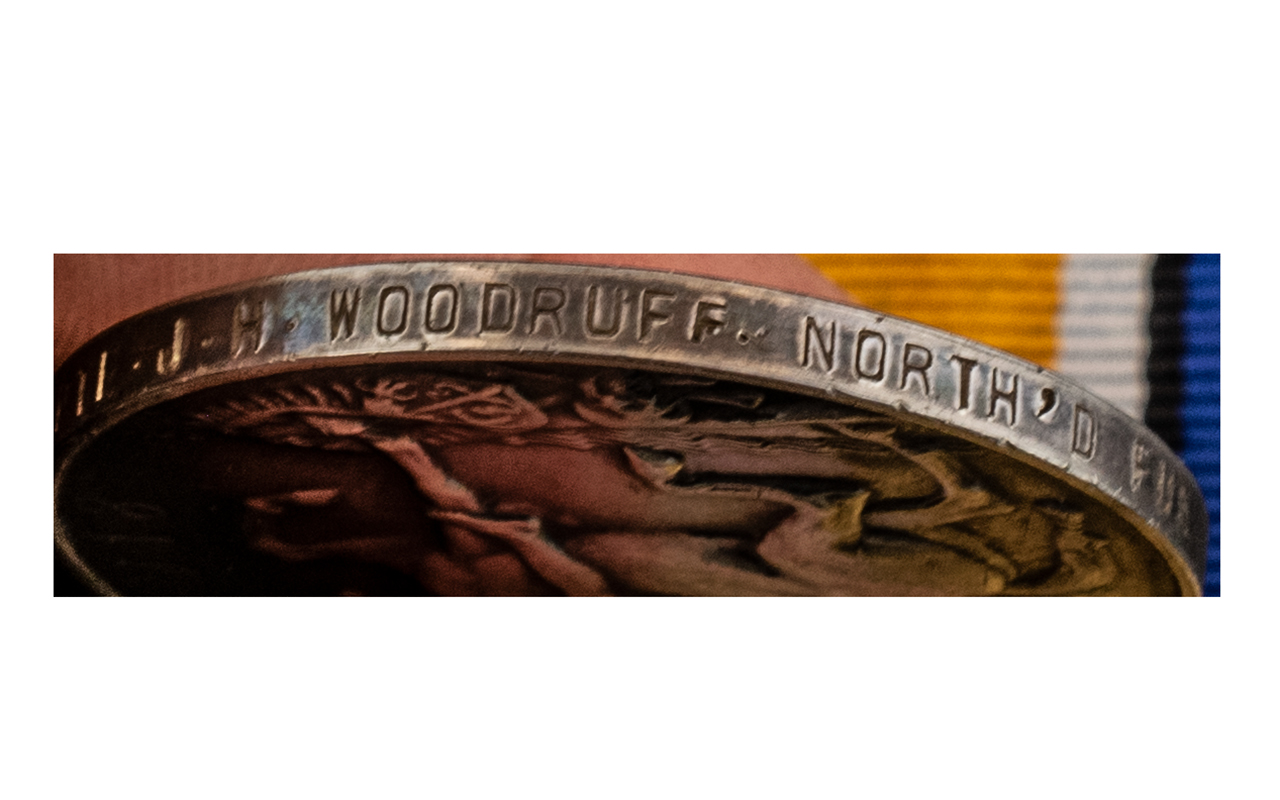 WWI MEDAL DUO, 478805 PTE J.H. WOODRUFF, Northumberland Fus. - Image 3 of 3