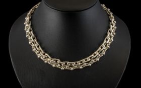 A Wonderful Pair of Good Quality Sterling Silver Necklaces In Excellent Designs ( 2 ) Both Fully