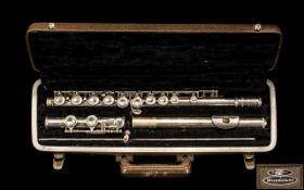 Vintage Buescher Silver Plated Flute Model name 'Aristocrat', in original hard shell case.