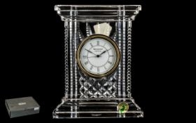 Time Pieces - Waterford Crystal Mantel Clock, In Original Box and Cloth Bag.