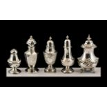 A Small Collection of Antique Period Sterling Silver Pepperettes All of Small Proportions and
