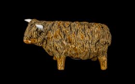 Spaghettiware - Large Ceramic Bull Marked CWS Approx 8.5 Inches long & 4.