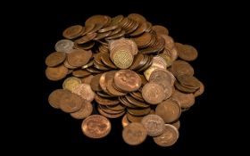 Bag of Old Copper Coins weighing approx 1.4 kg.