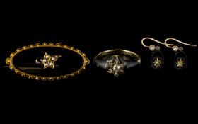 Victorian Suite of Gold Mourning Jewellery, c1860s,