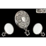 Edwardian Stunning Quality and Superior Ladies Embossed Sterling Silver Round Hand Mirror with