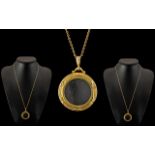 Antique Period - Nice Quality 9ct Gold Circular Locket / Pendant with Attached Later 9ct Gold Chain.