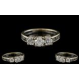 18ct White Gold Attractive Diamond Set Dress Ring with Full Hallmark for 750 - 18ct.