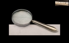 Silver Handled Magnifying Glass, nice quality silver magnifying glass, fully hallmarked for silver,