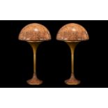 Pair of Modernist Glass Table Lamps of crackled dome design, height 26".