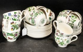 Portmeirion Tea Set, comprising Portmeirion 'Botanic Gardens' seven large teacups and eight saucers,