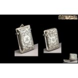 Late Victorian Period Sterling Silver Hinged Vesta Case of Excellent Proportions,