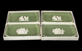 Wedgwood Green Jasper - four oblong sweet dishes, in original boxes.