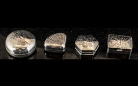 Collection of Four Small Silver Pill Boxes,