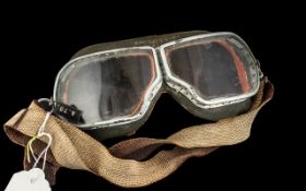 German Military WWll Dispatch Rider's Alloy Framed Goggles,